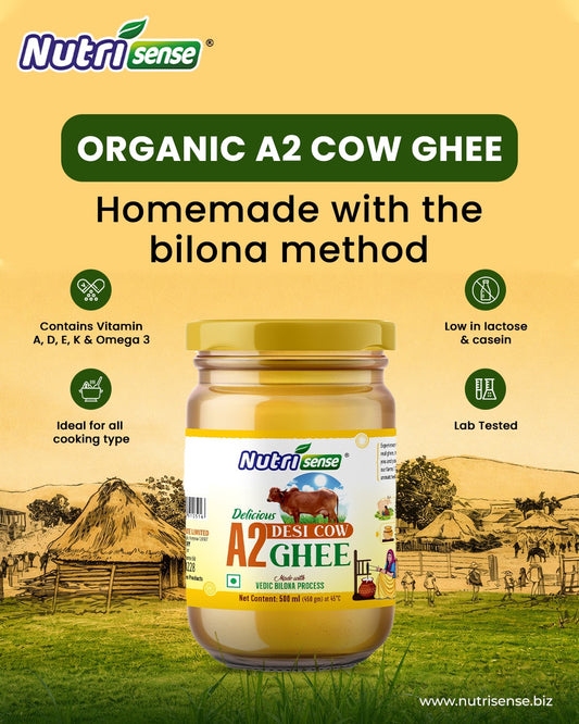Nutrisense A2 Desi Cow Ghee | Vedic Bilona Method | Pure & Natural | 500 ml