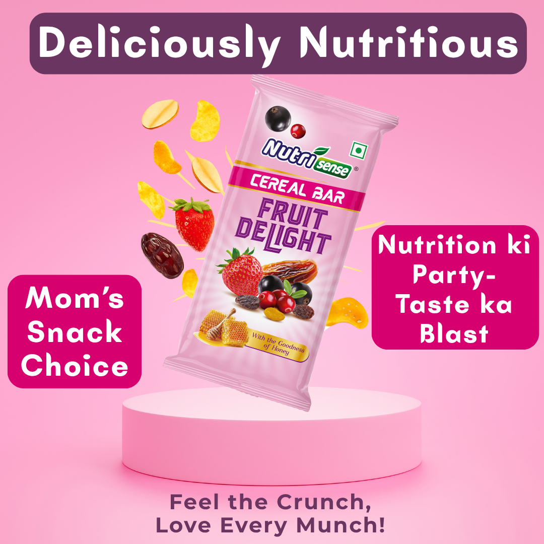 Nutrisense Cereal Bar Fruit Delight (35g) | Real Fruits • Honey Sweetened • Crunchy Energy Snack