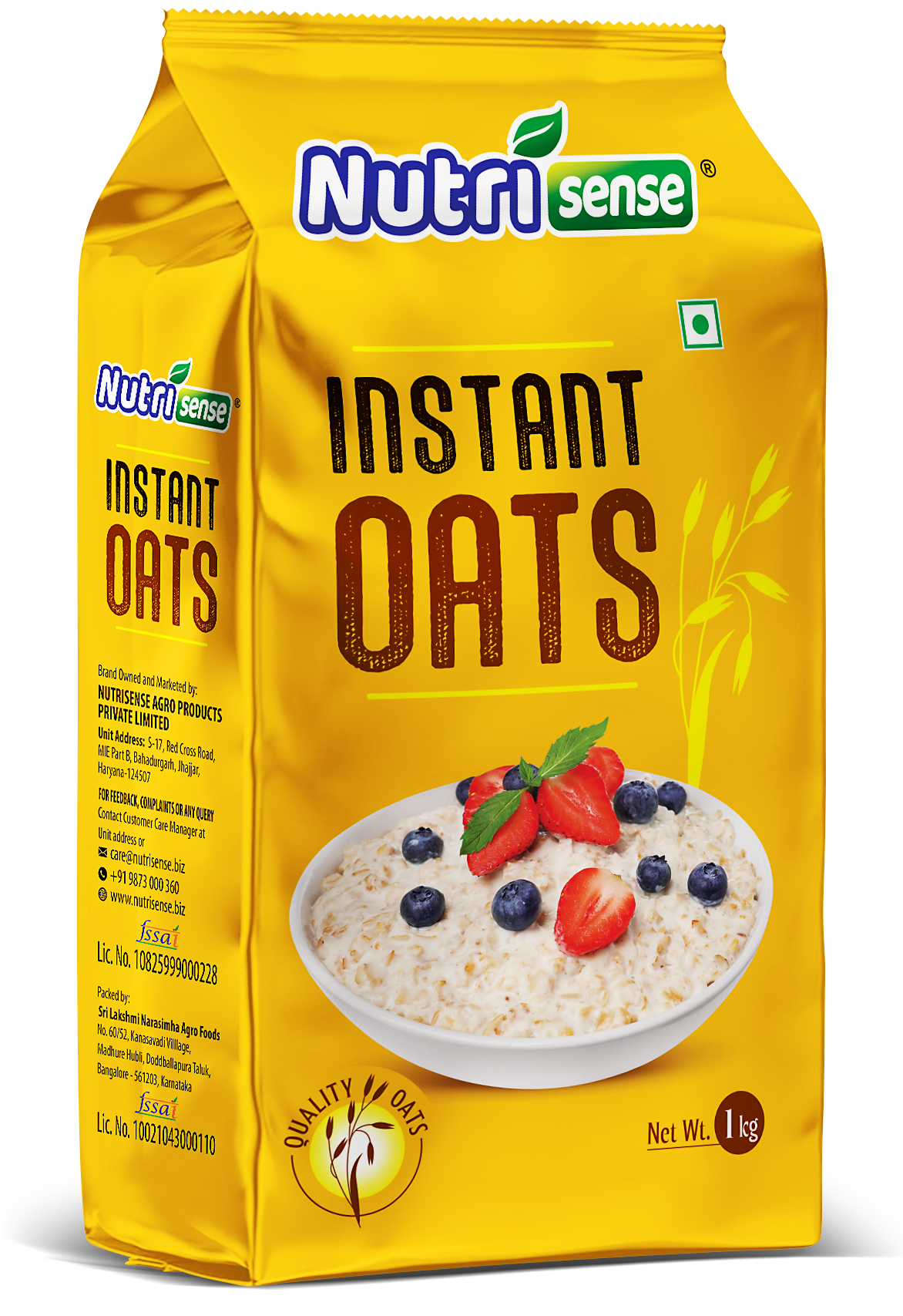 NutriSense Instant Oats ā High-Fiber, 100% Whole Grain Oats (1kg)