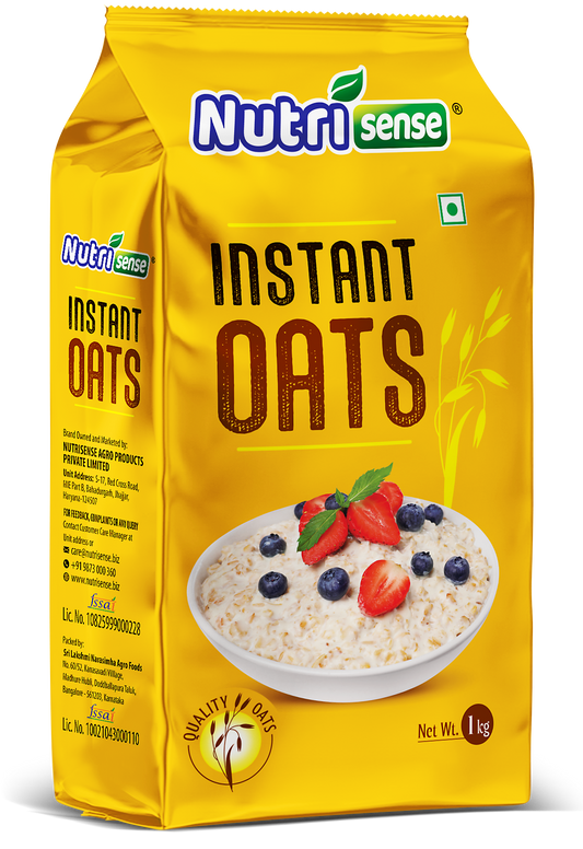 NutriSense Instant Oats – High-Fiber, 100% Whole Grain Oats (1kg)