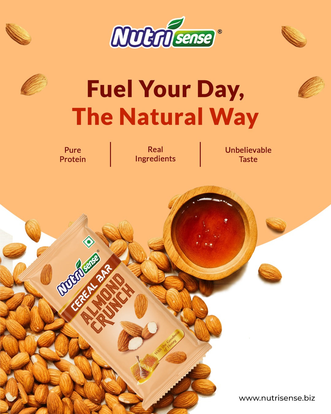 Fuel Your Day, The Natural Way: Nutrisense Almond Crunch Cereal Bar