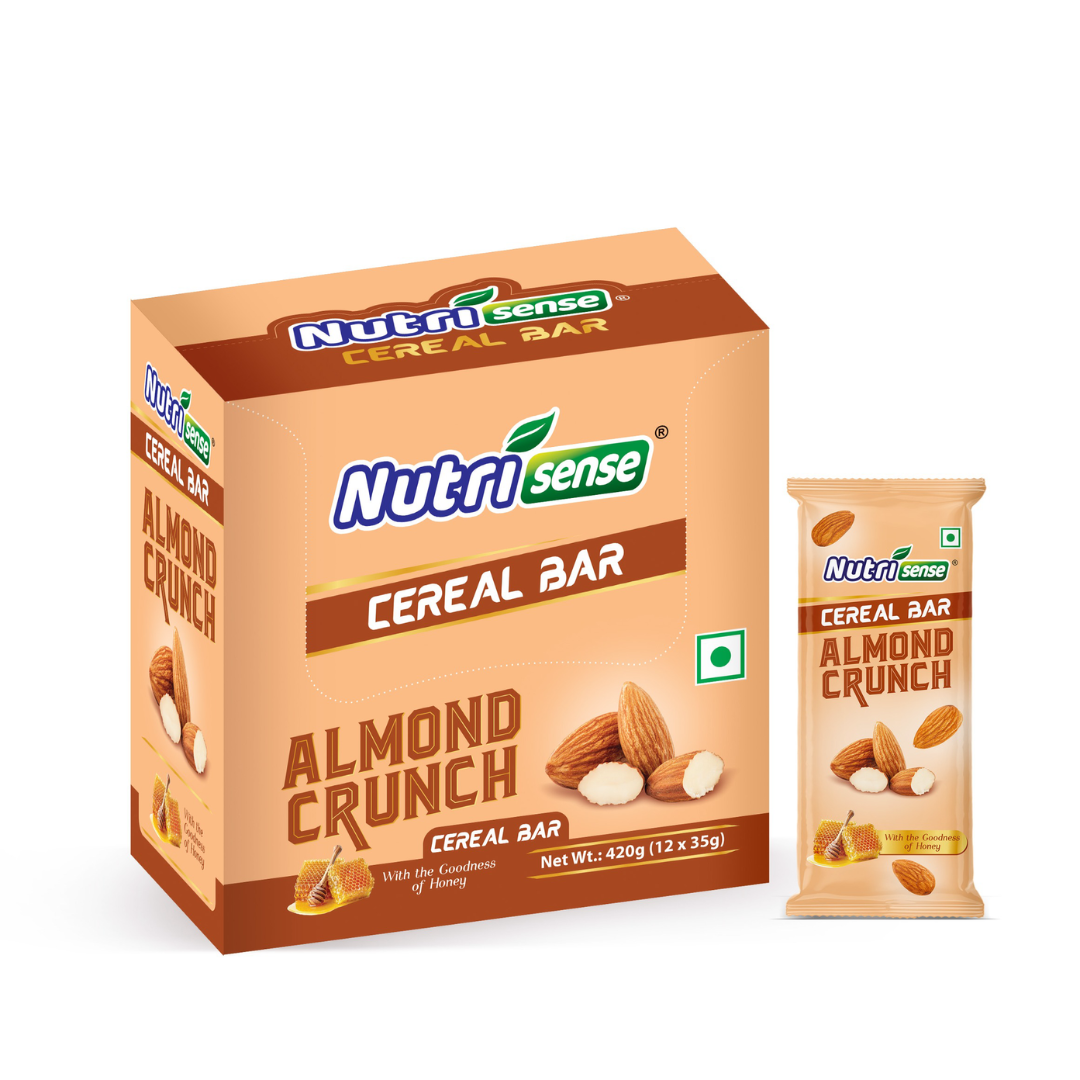 Nutrisense Almond Crunch Cereal Bar (35g) | Real Almonds • Honey Sweetened • High Energy Snack