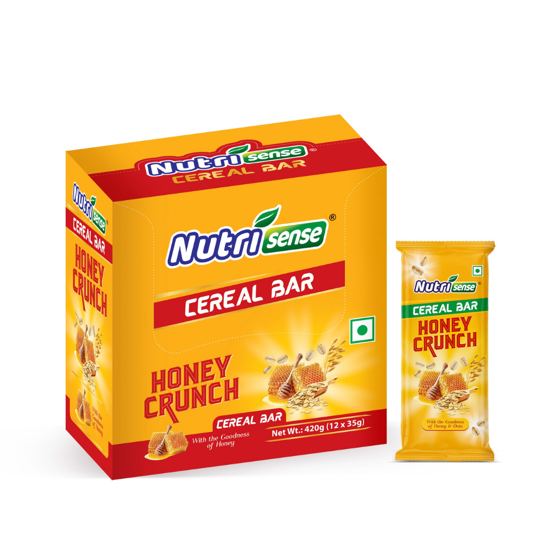 Nutrisense Cereal Bar Honey Crunch (35g) | Natural Honey • Crunchy Grains • Healthy Snack