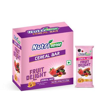 Nutrisense Cereal Bar Fruit Delight (35g) | Real Fruits • Honey Sweetened • Crunchy Energy Snack