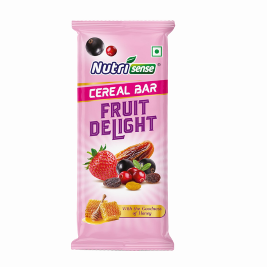 Nutrisense Cereal Bar Fruit Delight (35g) | Real Fruits • Honey Sweetened • Crunchy Energy Snack