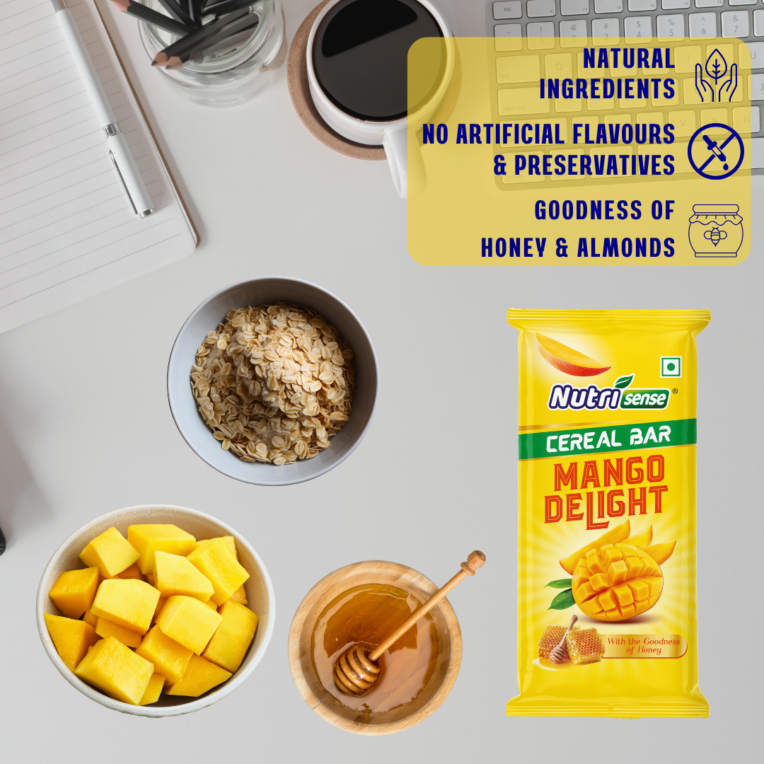 Nutrisense Cereal Bar – Mango Delight | Natural Honey • Real Mango • Healthy Snack