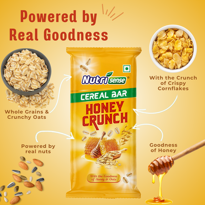 Nutrisense Cereal Bar Honey Crunch (35g) | Natural Honey • Crunchy Grains • Healthy Snack