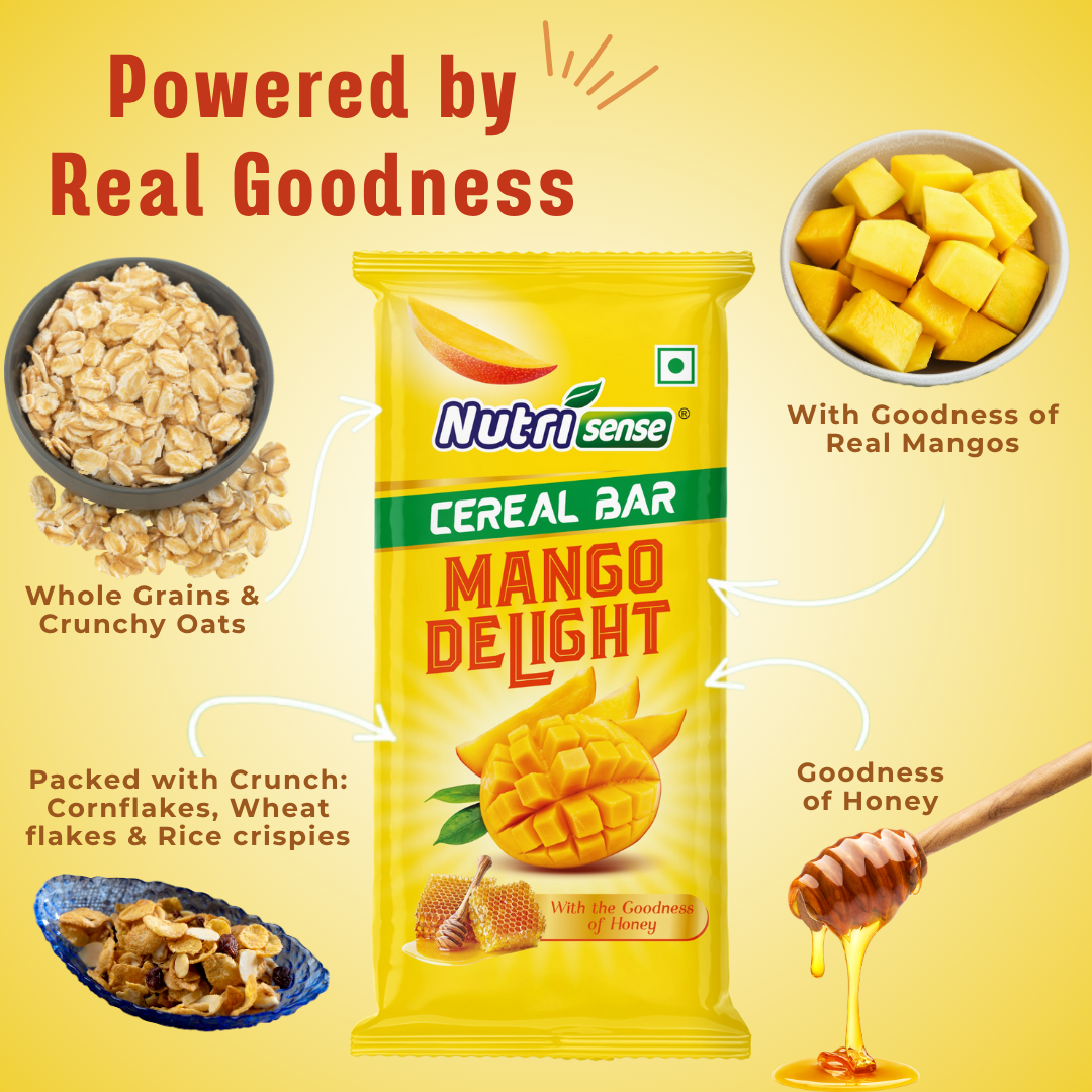 Nutrisense Cereal Bar – Mango Delight | Natural Honey • Real Mango • Healthy Snack