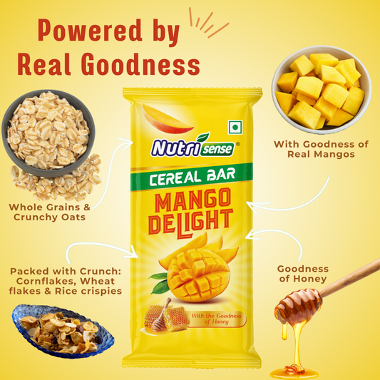 Nutrisense Cereal Bar – Mango Delight | Natural Honey • Real Mango • Healthy Snack