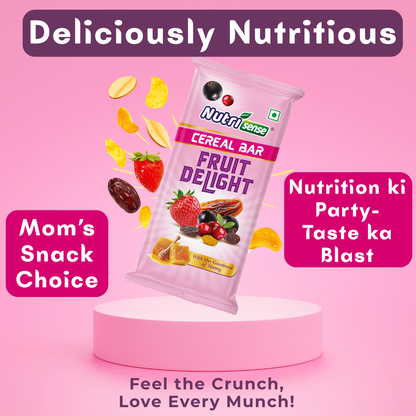 Nutrisense Cereal Bar Fruit Delight (35g) | Real Fruits • Honey Sweetened • Crunchy Energy Snack
