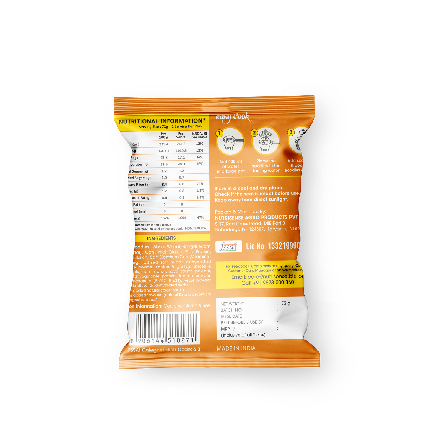 Nutrisense Mr. Proodle – Instant Protein Noodles (Schezwan) | High Protein • Not Fried • Spicy & Savoury