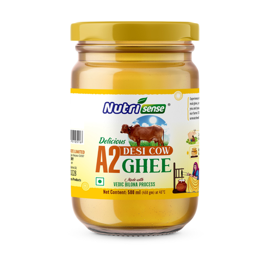 Nutrisense A2 Desi Cow Ghee | Vedic Bilona Method | Pure & Natural | 500 ml